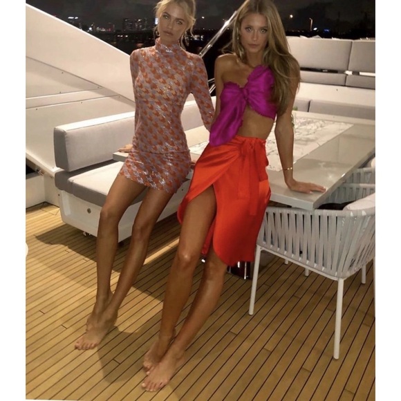 NEW NONCHALANT THE LABEL ORANGE WRAP MINI SKIRT - Picture 8 of 8